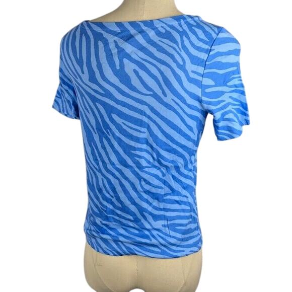 Charter Club Cotton Zebra Print Boat-Neck T-Shirt Blue‎ Size XS - Picture 2 of 3